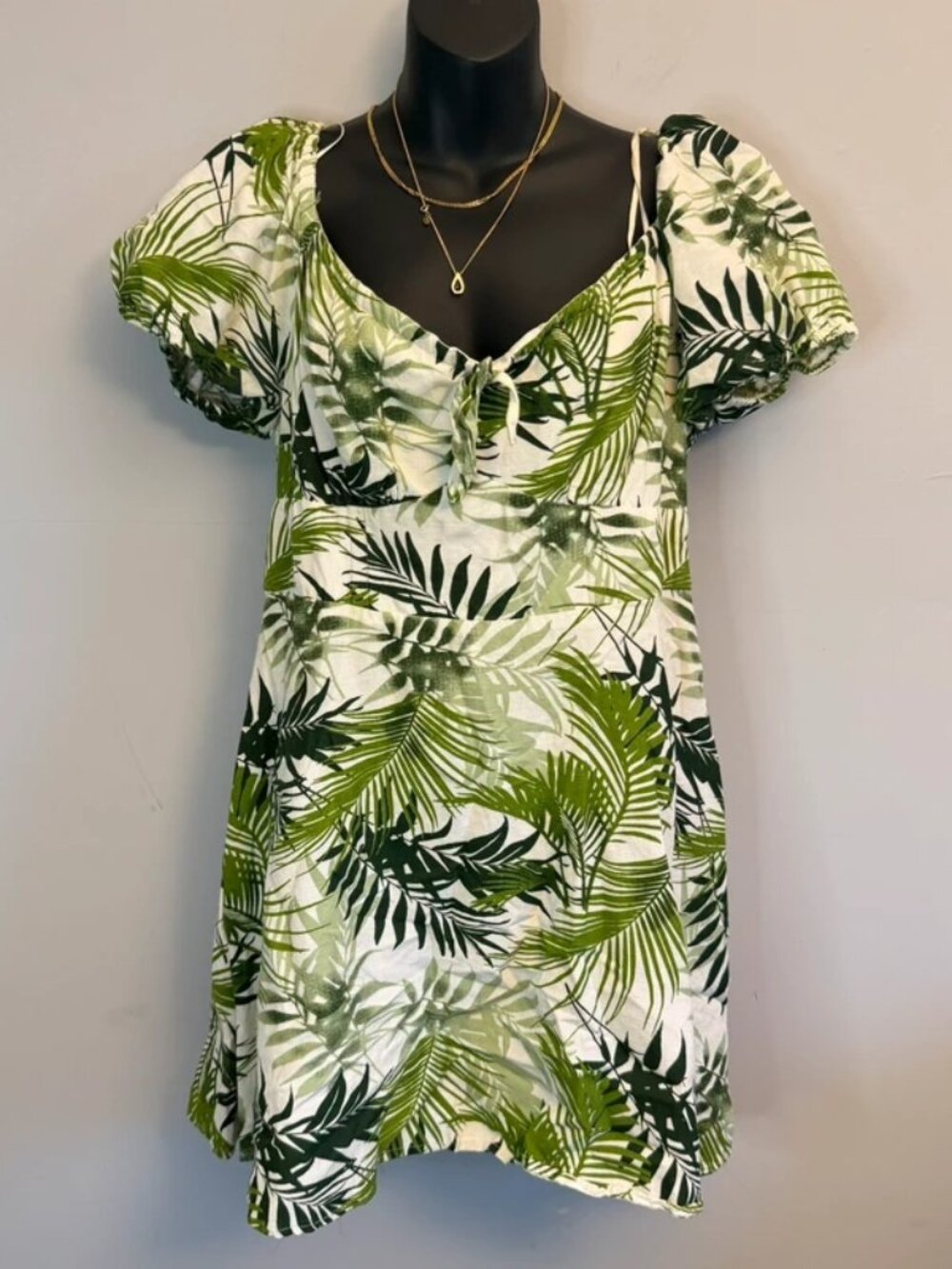 Tropical Palm Print Midi Dress